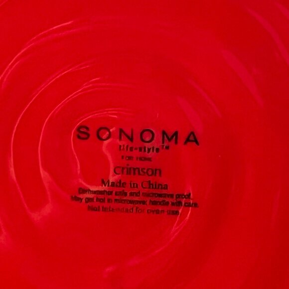 Sonoma Life Style Crimson Square Plate Platter Swirled Pattern Red 11"  Preowned - Picture 3 of 4
